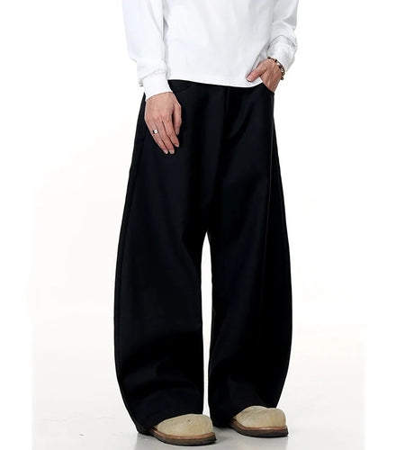 Trendy Men's Casual Pants Loose Fit Simple Solid Color Male Wide Leg Trousers American Style Men Bottoms Tide 9W1370