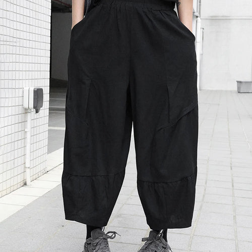 Load image into Gallery viewer, High Elastic Waist Black Pleated Brief Calf-Length Pants New Trousers Women Fashion Tide Spring Autumn 2025 1DJ0226
