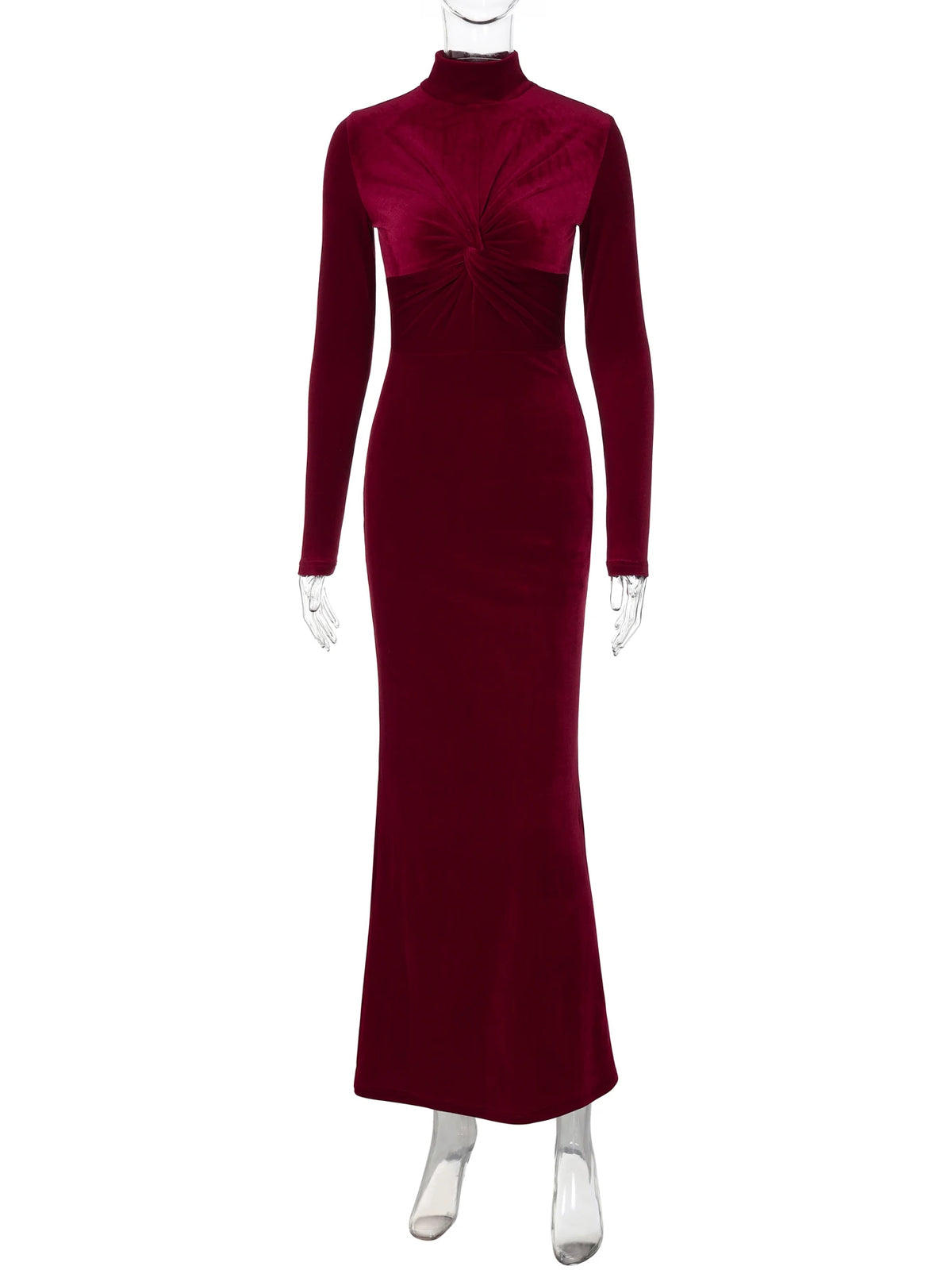 Velvet Turtleneck Long Sleeve Ruched Sexy Bodycon Maxi Prom Dress Fall Women Fashion Y2K Outfits Birthday Evening Party