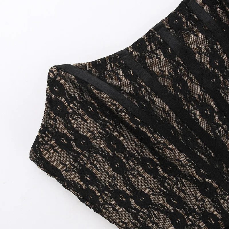 Elegant Lace Strapless Maxi Dress For Women Fashion Black Sleeveless Backless Bodycon Club Party Sexy Long Dress