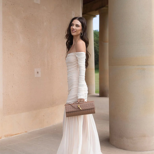 Load image into Gallery viewer, Off-shoulder Strapless Sexy Maxi Dress Women Summer New Patchwork Backless Long Sleeve Pleated Long Dress Elegant
