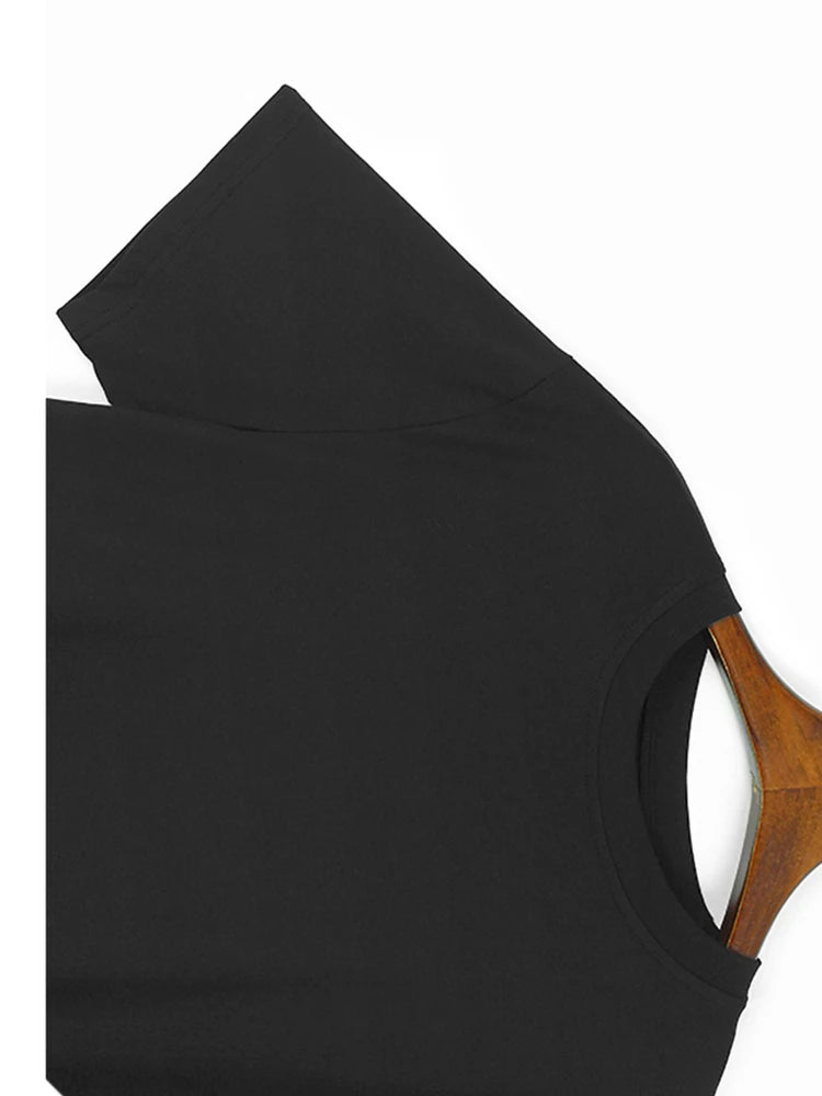 Women Black Khaki Irregular Spliced Big Size Long Dress New Round Neck Short Sleeve Fashion Spring Summer 2025 1DJ1119