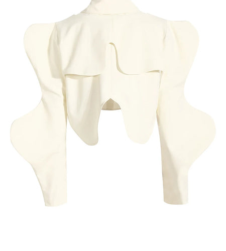 Women Black Shaped Irregular Short Blouse New Lapel Long Sleeve Loose Fit Shirt Fashion Tide Spring Autumn 2025 1DE7398