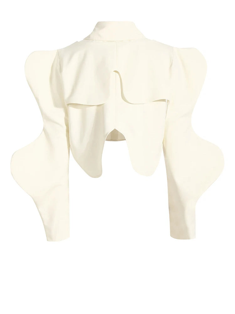 Women Black Shaped Irregular Short Blouse New Lapel Long Sleeve Loose Fit Shirt Fashion Tide Spring Autumn 2025 1DE7398