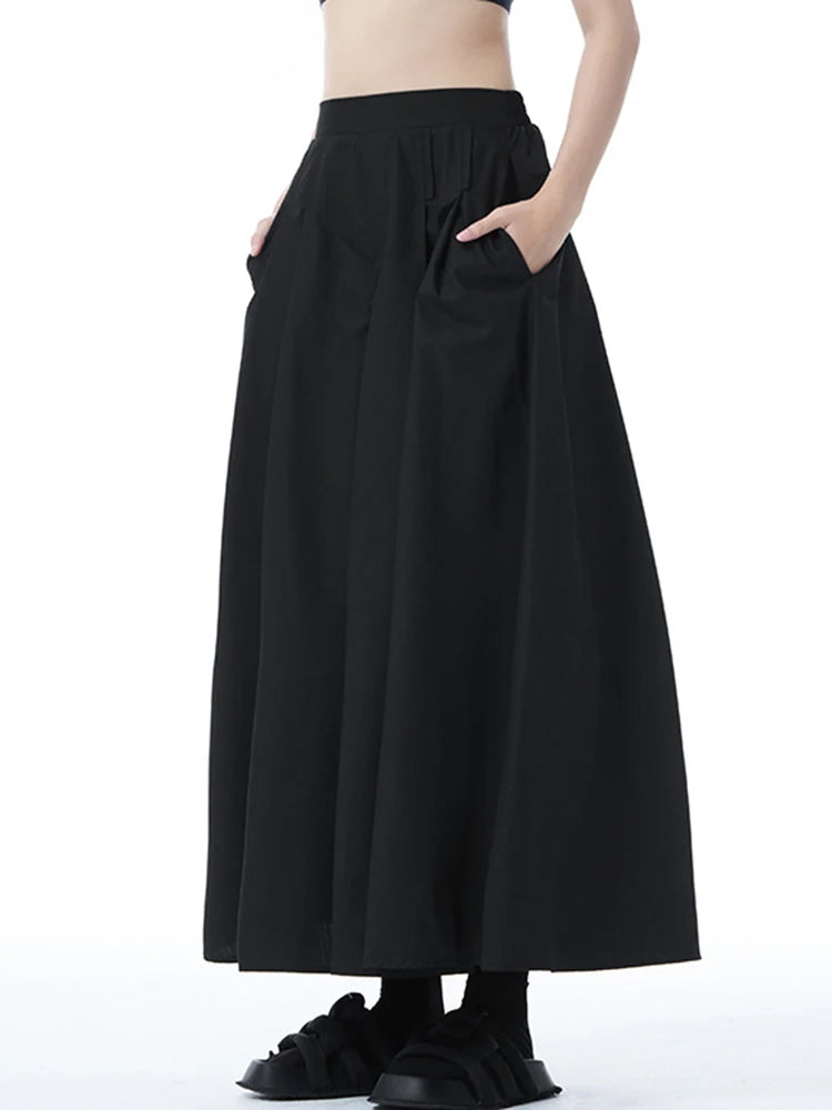 High Elastic Waist Black Brief Pleated Long Wide Leg Pants New Trousers Women Fashion Tide Spring Autumn 2025 1DJ0952