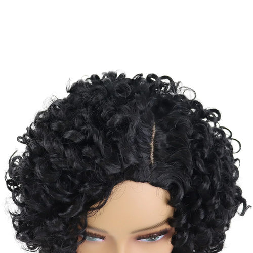 Load image into Gallery viewer, Synthetic Afro Curly Wigs for Women Wave African American Wig with Side Bangs Natural Hairstyles Soft Full Hair Replacement Wigs
