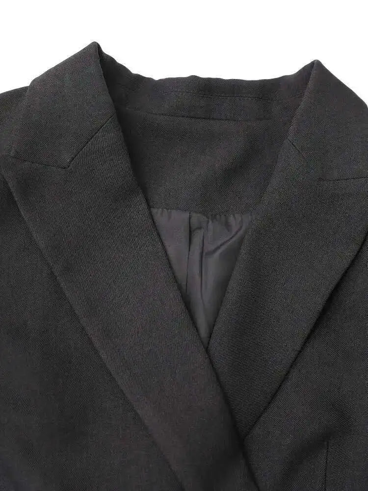 Black Blazer Slit Half-body Skirt Two Pieces Suit New Lapel Long Sleeve Women Fashion Tide Spring Autumn 2025 CPDB080