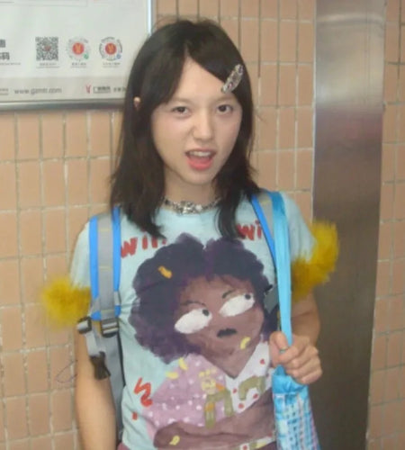 Japanese Y2k Graffiti Print T-shirt Trashy 2000s Style Crop Top Vintage Harajuku Removable Fur Sleeve Tee Shirt American