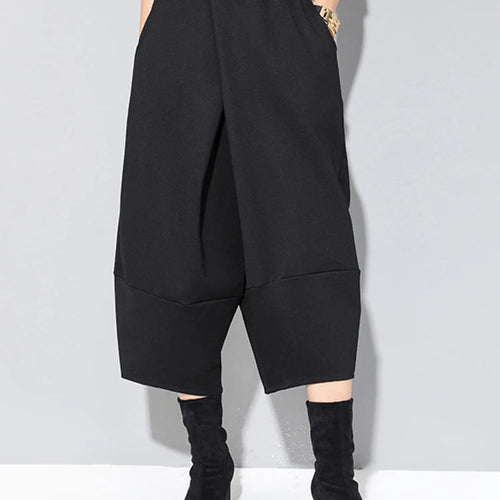 Load image into Gallery viewer, Spring Autumn High Elastic Waist Black Loose Big Pocket Brief Loose Harem Pants Women Trousers Fashion Tide JQ012
