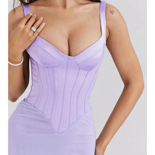 Load image into Gallery viewer, Sexy V-neck Fishbone Suspender Women Evening Dress Elegant Sleeveless Dress Slim Fit Backless Slit Female Vestido 2025
