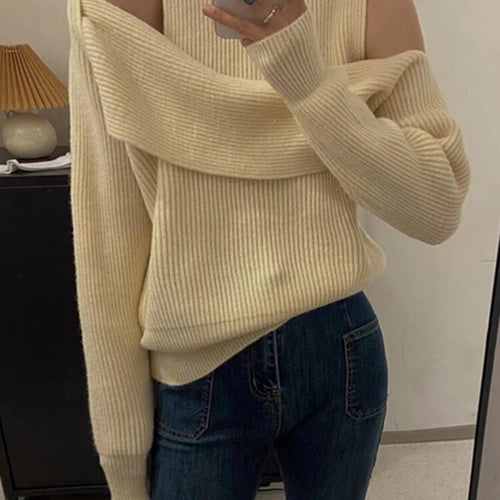 Load image into Gallery viewer, Solid Temperament Sweaters For Women Round Neck Long Sleeve Hollow Out Pull Over Sweater Female Fashion Clothing
