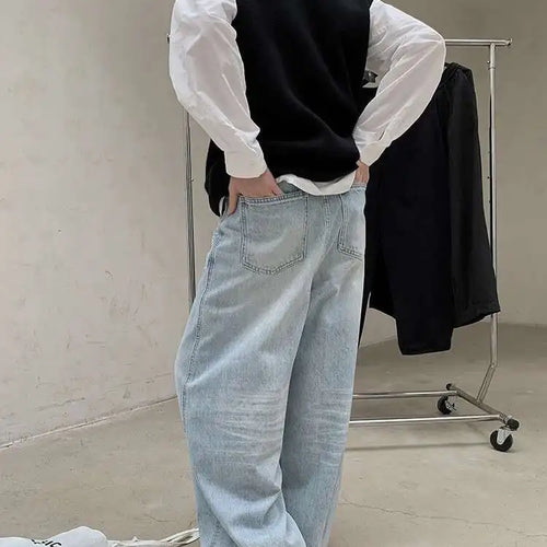 Load image into Gallery viewer, High Waist Light Blue Pocket Denim Long Casual Wide Leg Jeans New Women Trousers Fashion Tide Spring Autumn 2025 1DH8352
