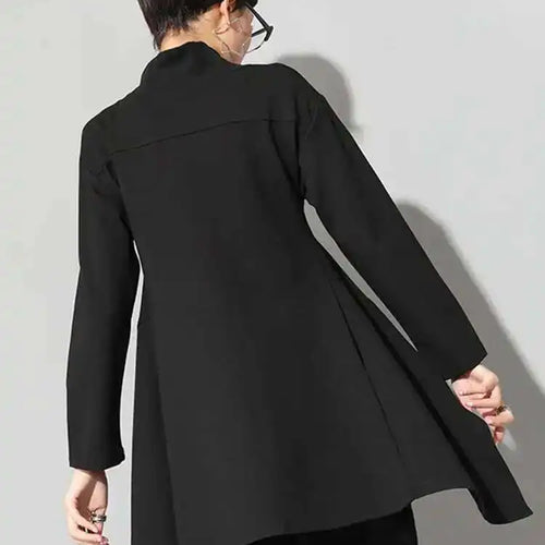 Load image into Gallery viewer, Women Black Irregular Hem Back Long Casual T-shirt New Turtleneck Long Sleeve Fashion Tide Spring Autumn 2025 1DF4653
