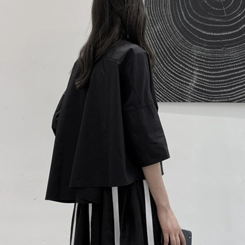 Load image into Gallery viewer, Women White Irregular Hem Big Size Elegant Blouse New Lapel Half Sleeve Shirt Fashion Tide Spring Summer 2025 1DJ1661
