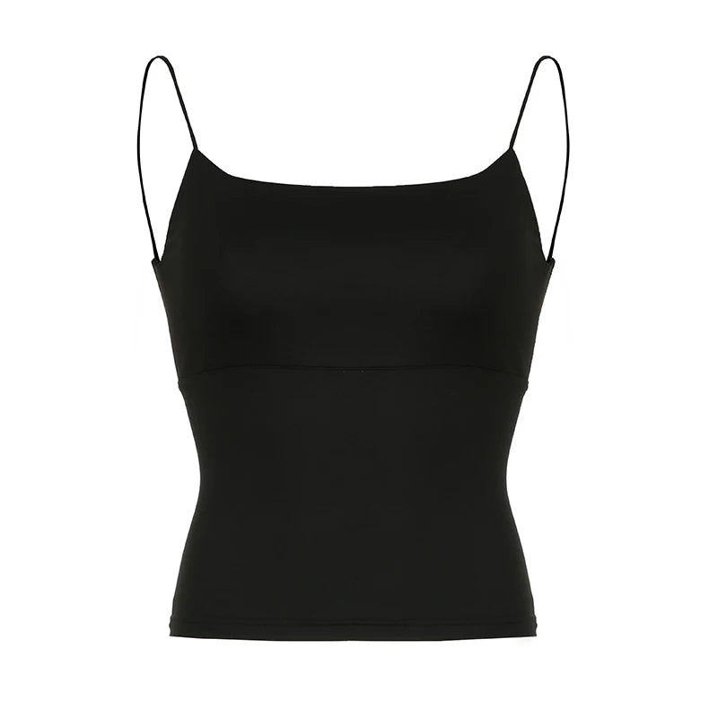 Streetwear Skinny Backless Sexy Camis Tops Mini Solid Basic Casual Summer Crop Top Female All-Match Strap Fashion New
