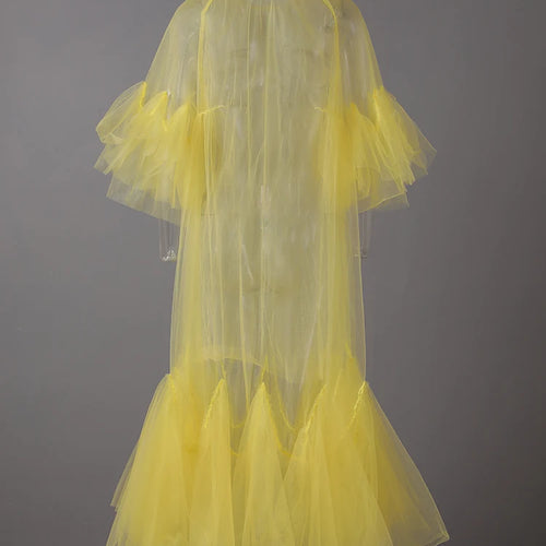 Load image into Gallery viewer, Women Black Ruffles Long Big Size Dress New Round Neck Three-quarter Sleeve Loose Fit Fashion Spring Summer 2025 JR77101
