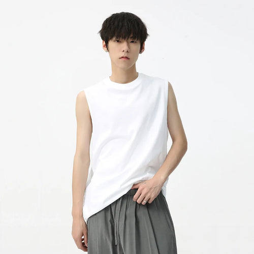 Load image into Gallery viewer, Men&#39;s Sleeveless Vest Sports Shoulder Round Neck Contrasted Design Korean Style Solid Color Casual Male Tank Top 9C5717
