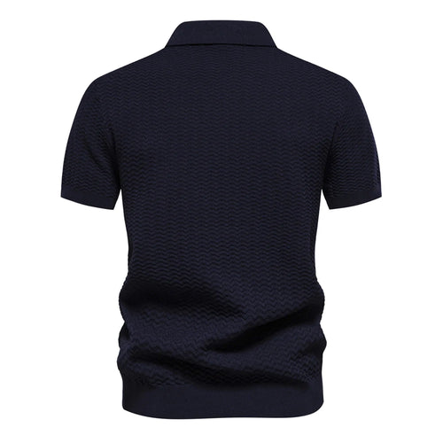 Load image into Gallery viewer, Summer Textured Ribbed Knit Polo Shirt for Men Short Sleeve Breathable and Cool Mens Polo Shirts
