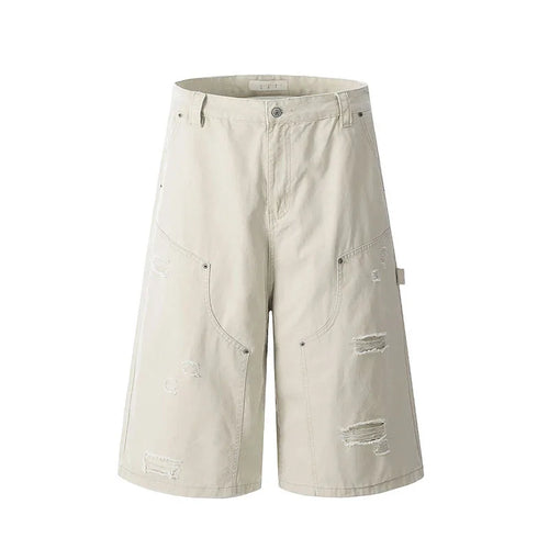 Load image into Gallery viewer, Men's Jeans New American Washed Distressed Denim Shorts High Street Loose Wide Leg Cropped Pants Solid Color Bottoms 9W1715
