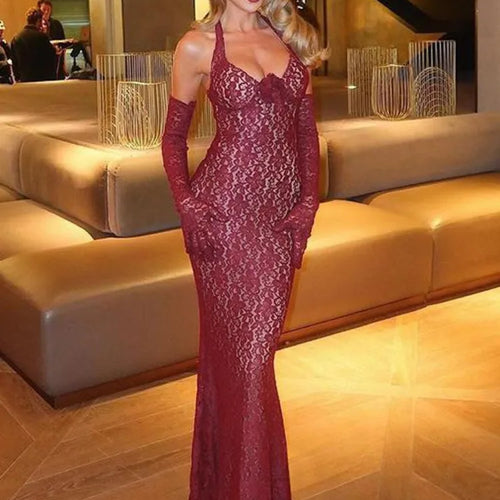 Load image into Gallery viewer, Sexy Sleeveless Lace Patchwork 3D Floral Dress Women Elegant Hip Hugging Lace Up Bodycon Party Club Evening Dress 2025
