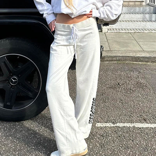 Load image into Gallery viewer, Casual White Sporty Chic Sweatpants Autumn Pants Women Streetwear Straight Leg Trousers Homewear Drawstring Outfits
