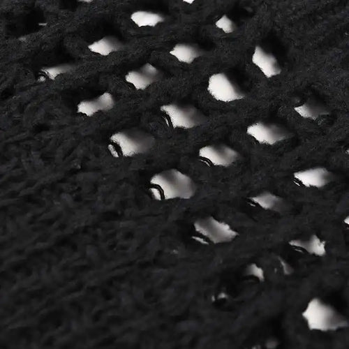 Load image into Gallery viewer, Women Black Knittng Hollow Out Big Size Long Dress New Round Neck Long Sleeve Fashion Tide Spring Autumn 2025 5WA10401
