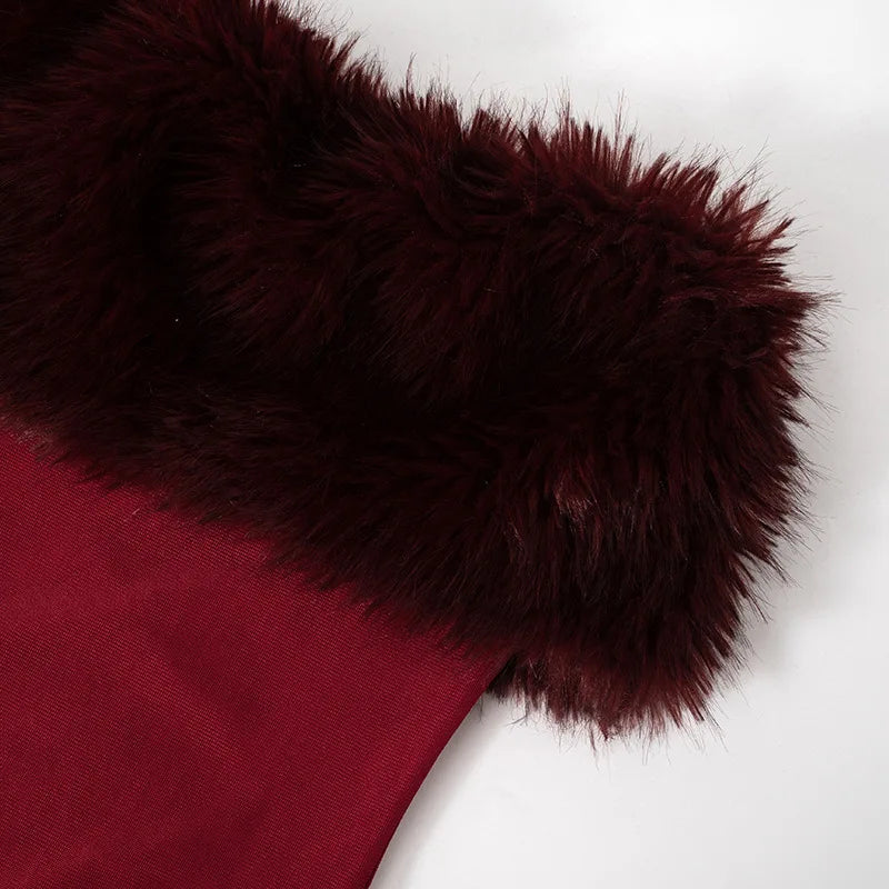 Feather Strapless Backless Sexy Maxi Dress For Women Wine Red Mesh Patchwork Sleeveless Backless Bodycon Club Dress