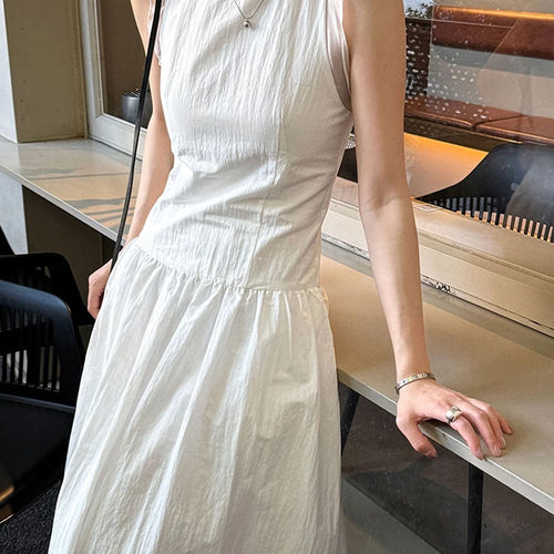 Load image into Gallery viewer, Women Coffee Color-block Elegant Long Vest Dress New Round Neck Sleeveless Fashion Tide Spring Summer 2025 1DJ0743
