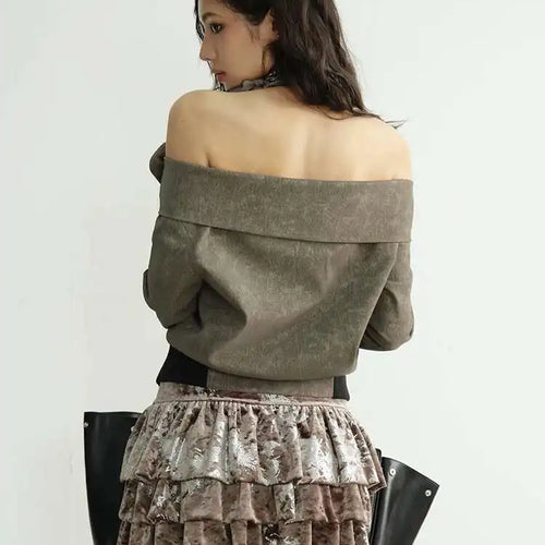 Load image into Gallery viewer, Women Apricot Silver Velvet Elegant Ruffles Mini Dress New Round Neck Sleeveless Fashion Tide Spring Autumn 20251DH8264
