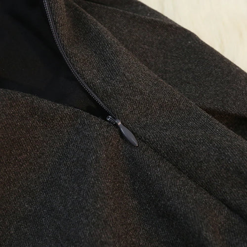 Load image into Gallery viewer, Korean Black Woolen Skirt Women Elegant Brown Autumn Winter High Waist A-line Office Fashion Gray Zippered Pleated Long Skirts
