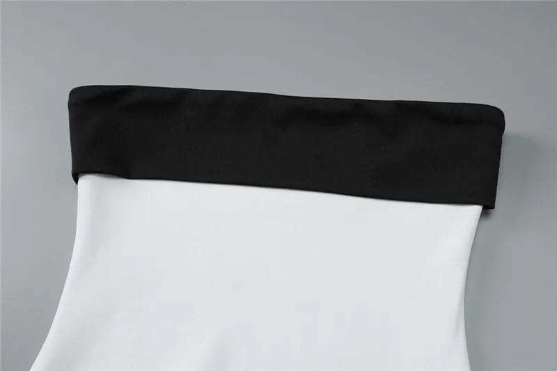 Off-shoulder Strapless Sexy Mini Dress For Women Robe Patchwork Backless Sleeveless High Waist A-line Club Party Dress