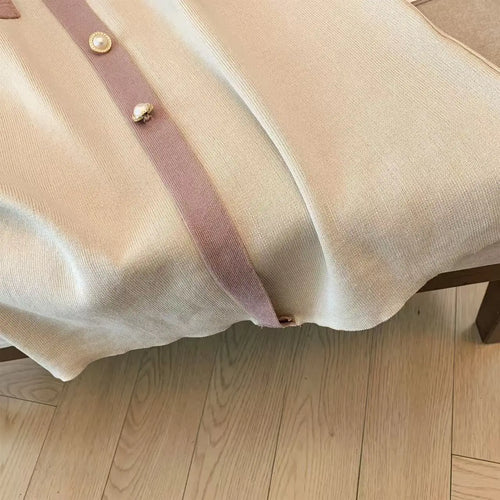 Load image into Gallery viewer, Autumn Winter Beige Single Breasted Long Sleeves Knitted Dress French Women V-neck Elegant Office Ladies Dress Casual Streetwear
