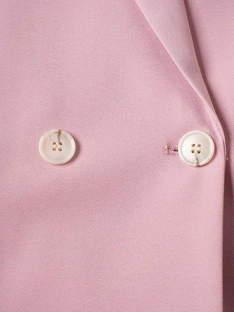 Women Pink Color Double Breasted Big Size Blazer New Lapel Long Sleeve Jacket Fashion Tide Spring Autumn 2025 CPG2778