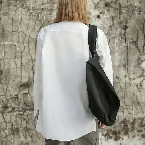 Load image into Gallery viewer, Women White Irregular Big Size Blouse New Lapel Long Sleeve Loose Fit Shirt Fashion Tide Spring Autumn 2025 1DF6809
