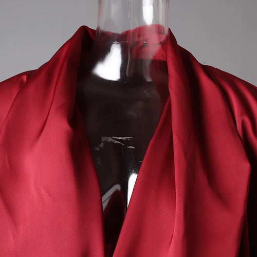 Load image into Gallery viewer, Women Red Irregular Pleated Big Size Elegant Blouse New V-neck Long Sleeve Shirt Fashion Tide Spring Autumn 2025  9C7045
