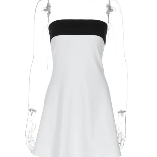 Load image into Gallery viewer, Off-shoulder Strapless Sexy Mini Dress For Women Robe Patchwork Backless Sleeveless High Waist A-line Club Party Dress
