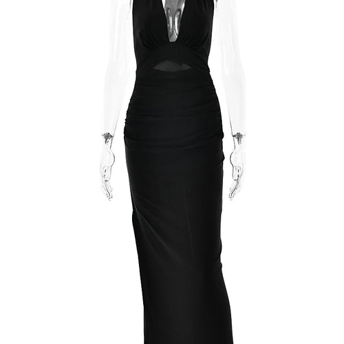 Load image into Gallery viewer, Elegant Spaghetti Strap Satin Bodycon Split Long Dress Women's Sexy Deep V Backless Evening Dress Female Party Clubwear
