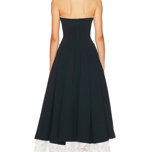 Load image into Gallery viewer, Hit Color Spliced Lace Minimalist Long Dresses for Women Strapless Sleeveless High Waist Elegant Dress Female New
