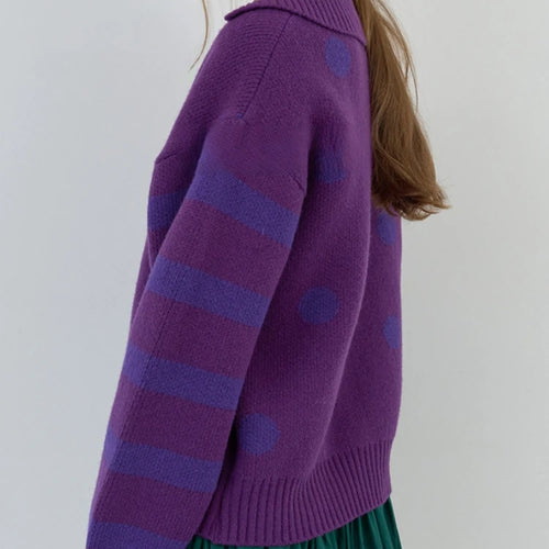 Load image into Gallery viewer, Casual Sueter Mujer Knitted Sweater Coats Women Autumn Winter Clothing Pull Femme Fashion Vintage Striped Zipper Cardigan Tops
