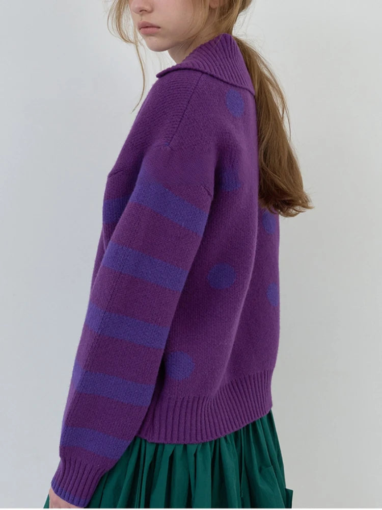 Casual Sueter Mujer Knitted Sweater Coats Women Autumn Winter Clothing Pull Femme Fashion Vintage Striped Zipper Cardigan Tops