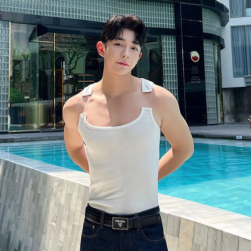 Load image into Gallery viewer, Stylish Men&#39;s Wear Sexy Style Men Vest Solid Color Male Tank Top Summer Autumn Sleeveless T-shirt Personality 9A8204
