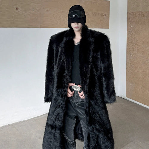 Load image into Gallery viewer, Winter Men&#39;s Faux Fur Coat Turn-down Collar Silhouette Solid Color Overknee Overcoats Simple Autumn New Trendy 24E5804
