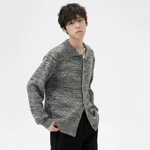 Load image into Gallery viewer, Minimalist Men&#39;s Cardigan Knitting Turn-down Collar Single Breasted Solid Color Male Clothing New Autumn Trend 2024 9C7043
