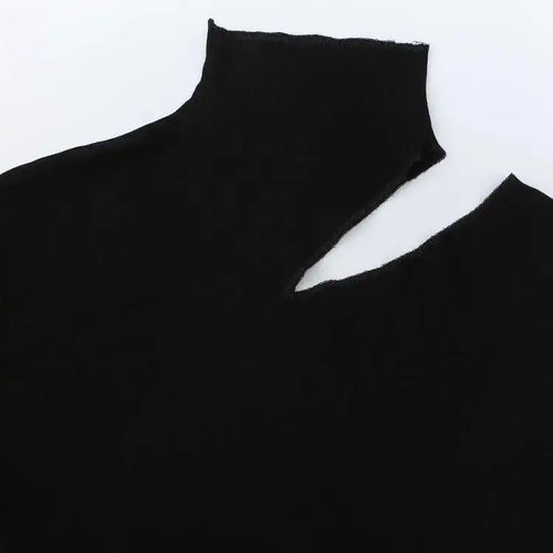Load image into Gallery viewer, Women Black Hollow Out Slim Elegant Plain T-shirt New Turtleneck Long Sleeve Fashion Tide Spring Autumn 2025 CPDB103
