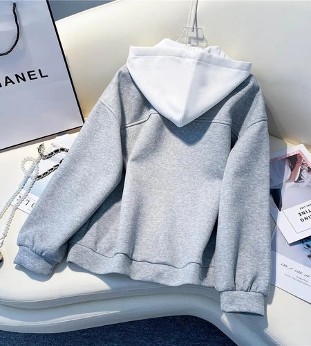 Casual Jacket Hoodies Sweatshirt Women Vintage Streetwear Baseball Oversized Harajuku Hoodies Y2k Loose Tracksuit