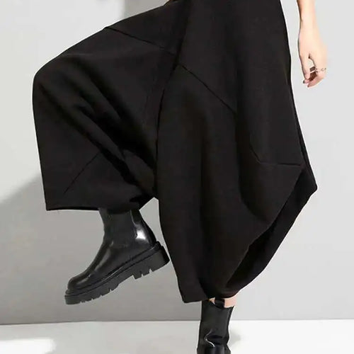 Load image into Gallery viewer, High Elastic Waist Black Irregular Big Size Long Trousers New Loose Fit Pants Women Fashion Spring Autumn 2025 1DE4266

