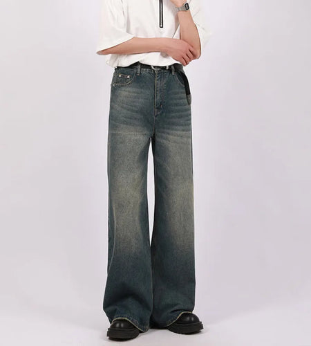 Spring New Male Jeans American High Street Trend Loose Full Length Straight Leg Men's Denim Pants 2025 Summer 9W1290