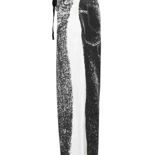 Load image into Gallery viewer, Black Color-block Long Denim Wide Leg Jeans High Waist New Loose Women Trousers Fashion Tide Spring Autumn 2025 1DF389901
