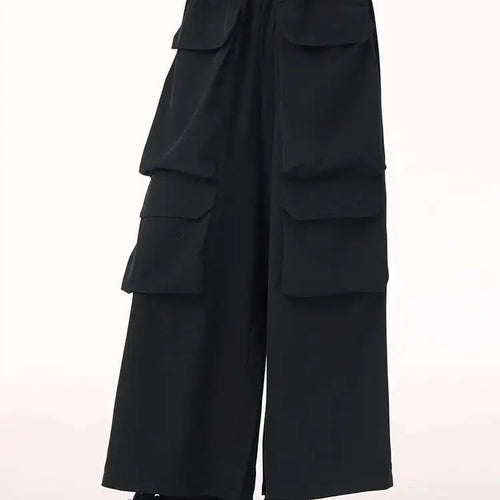 Load image into Gallery viewer, High Elastic Waist Black Pockets Casual Long Cargo Pants New Trousers Women Fashion Tide Spring Autumn 2025 1DH9216
