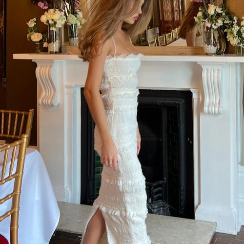 Load image into Gallery viewer, Summer Maxi Spaghettt Strap Wed Bride Dress Elegant Formal Occasion Beige Slim Party Even Dress Women
